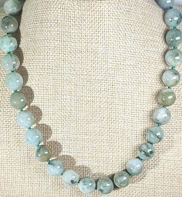 Nefrietjade uit Birma, natuurlijk - Groot (12 mm) - Lokt