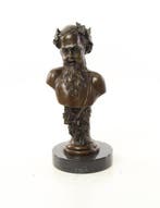 Figuur - A BRONZE BUST OF BACCHUS - Brons, Marmer, Antiek en Kunst