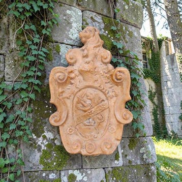 sculptuur, Stemma Araldico Leone Con Spada - 34 cm - Gegoten