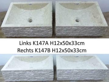 witte / beige waskom sets - tweedelige marmeren wasbak set, Ophalen of Verzenden, Nieuw, Wasbak of Wastafel