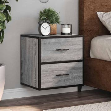 vidaXL Nachtkastjes 2st wandgemonteerd 40x31x39,5cm grijs, Verzenden, Nieuw, Hout
