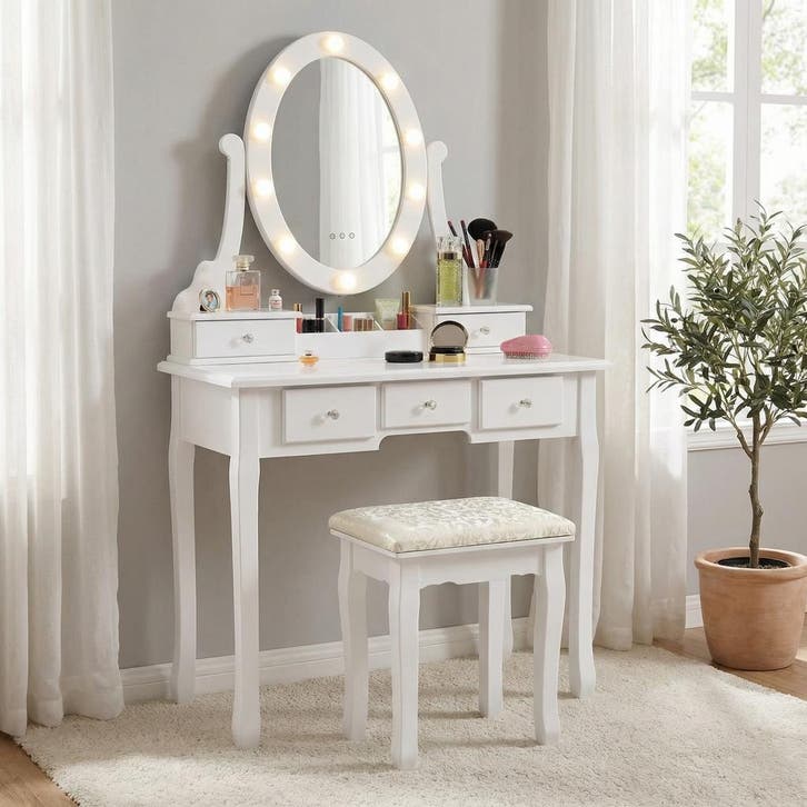 Kaptafel LED Spiegel | Wit | Nieuw | OP=OP, Huis en Inrichting, Kasten | Secretaires, Nieuw, Ophalen of Verzenden