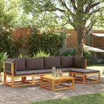 vidaXL 6-delige tuinbankset met kussens acaciahout & touw, Verzenden, Nieuw, Hardhout