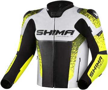 SHIMA STR 2.0 Zwart Wit Geel Leren Motorjas, Nieuw met kaartje, Jas | leer, SHIMA, Heren