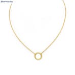 Gold plated 925 zilver open cirkel collier, Verzenden, Nieuw, Zilver