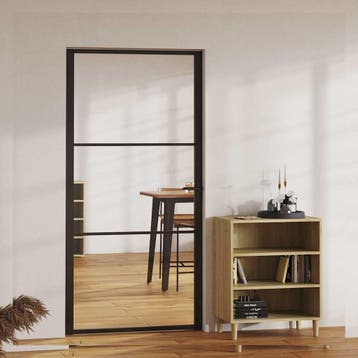vidaXL Binnendeur 102,5x201,5 cm ESG-glas en aluminium zwart, Verzenden, Nieuw