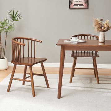 Eetkamerstoel Stami 79x53x47,5 cm set van 2 walnootkleurig [, Huis en Inrichting, Verzenden, Nieuw