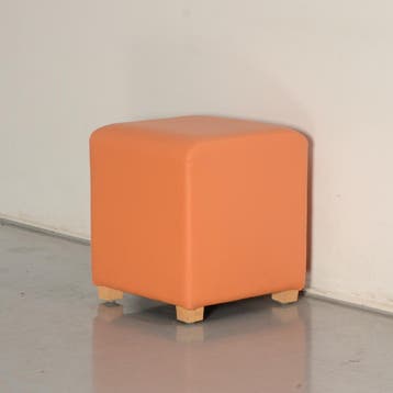 Mobitec poef, oranje leder, 48 x 42 x 40 cm, Ophalen of Verzenden, Nieuw in verpakking