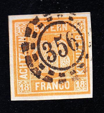 Beieren 1854 - Luxe exemplaar, met brede rand, super schoon, Gestempeld