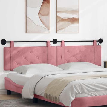 vidaXL Hangend hoofdbord Met LED-verlichting Roze Fluweel, Verzenden, Nieuw, Stof