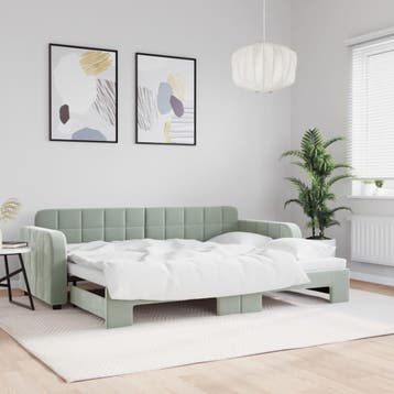 vidaXL Slaapbank met onderschuifbed 80x200 cm fluweel, Eenpersoons, Verzenden, Nieuw, 80 cm