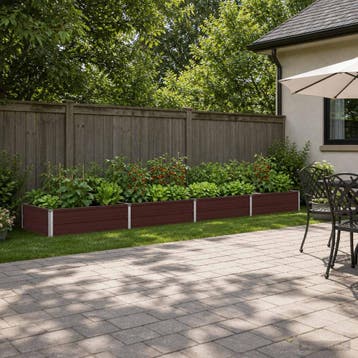 vidaXL Verhoogd Tuinbed Bruin 320 x 80 x 24 cm koudgewalst, Minder dan 30 cm, Verzenden, Nieuw, Metaal