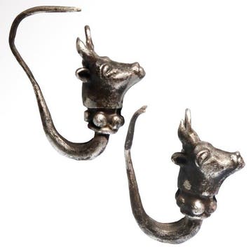 Oud-Grieks Zilver Bull-Head oorbellen
