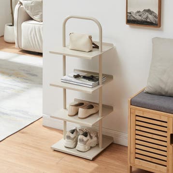 Schoenenrek Poytya met 4 planken champagne 96x34x32 cm [en.c, Huis en Inrichting, Verzenden, Nieuw