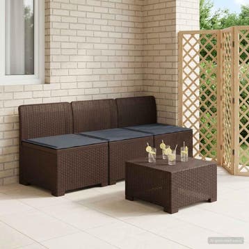 vidaXL 3-zits tuinbank met kussens in rattanlook 3-zits PP, Verzenden, Nieuw