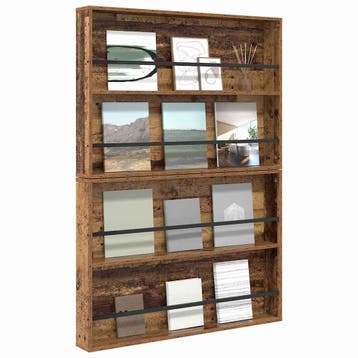 vidaXL Tijdschrift Rek 2 pcs Oudhout 100 x 12 x 70 cm, Verzenden, Nieuw
