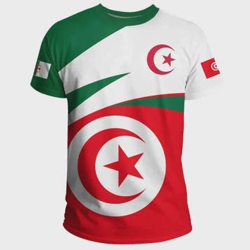 Heren T-shirt met Algerijnse Vlag 3D Graphic - Perfect voor, Verzenden, Nieuw