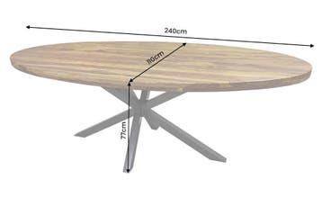 Eettafel GALAXIE 240cm ovaal sheesham hout bruin steen, Ophalen of Verzenden, Nieuw