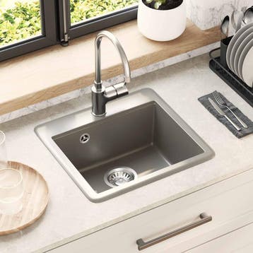 vidaXL Wasbak 80% Kwarts en 20% Hars 470 x 440 mm Grijs, Verzenden, Nieuw