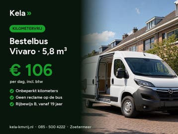 Bestelbus huren € 106/dag · KM-VRIJ · Zoetermeer, Verhuiswagen of Bestelauto