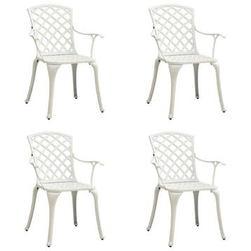 vidaXL Tuinstoelen 4 st gietaluminium wit, Tuin en Terras, Verzenden, Nieuw, Aluminium