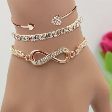 Set van 3 Vintage Kristallen Armbanden voor Dames - Hart, On, Diversen, Verzenden, Nieuw