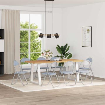 vidaXL Inklapbare stoel 8 st Nep Leer Grijs 48 x 43,5 x 81, Huis en Inrichting, Stoelen, Verzenden, Nieuw, Grijs