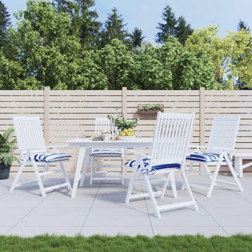 vidaXL Stoelkussens 4 st 50x50x7 cm stof gestreept wit en, Verzenden, Nieuw, Meerkleurig