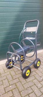 Stevige metalen slangenhaspel wagen op 4 luchtbanden, Tuin en Terras, Tuinslangen, Ophalen of Verzenden, Nieuw, Tuinslanghaspel