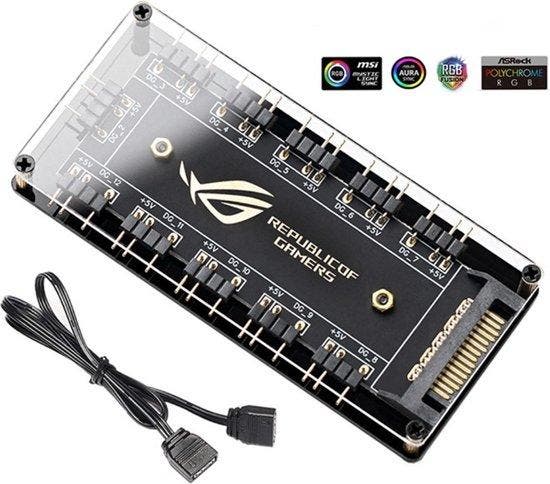 Republic of Gamers fan controller 10 voudig 5V 3pins AURA, Computers en Software, Computerkoelers