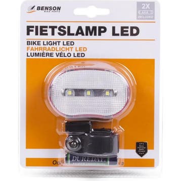 Benson Fietslamp voorkant - 3 LEDs - 4 lux - wit - batte..., Ophalen of Verzenden, Nieuw