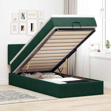vidaXL Bed poef met matras en LEDs 80x200cm fluweel, Eenpersoons, Verzenden, Nieuw, 80 cm