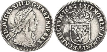 1/12 Ecu 1642, Frankreich Ludwig Xiii 1610-1643, Verzenden