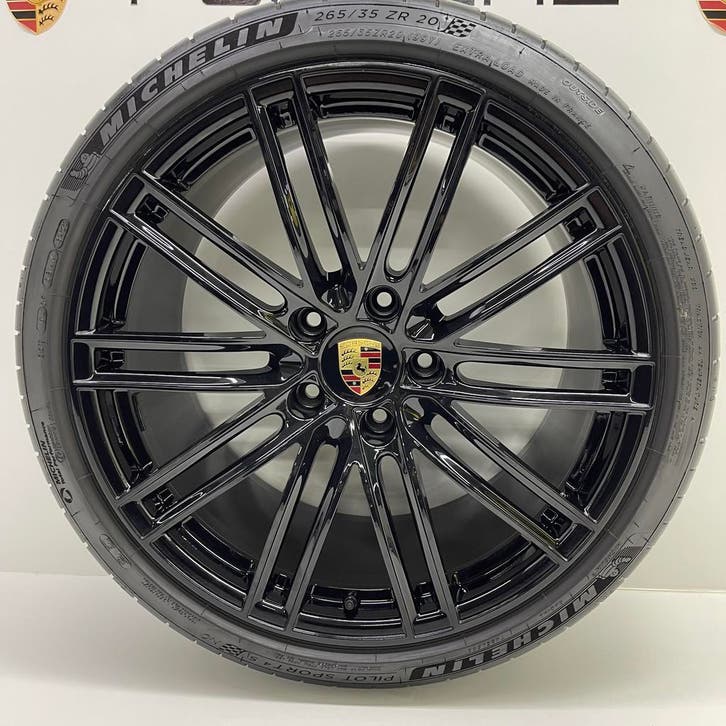 Porsche Boxster/Cayman 981/718 20 Turbo IV zwart met banden, Auto-onderdelen, Banden en Velgen, 20 inch, Zomerbanden, 265 mm, Personenwagen