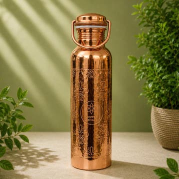Puur koperen waterfles met handgreep – gegraveerd, Ophalen of Verzenden, Nieuw