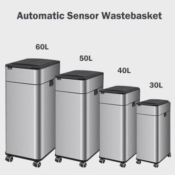 Slimme Vuilnisbak met Sensor - RVS - 20-60L - Automatisch Op, Verzenden