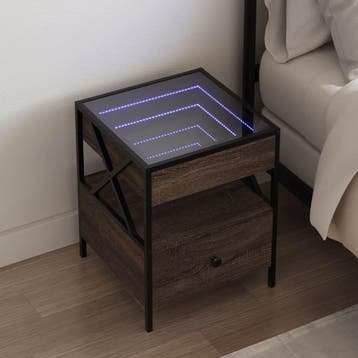 vidaXL Nachtkastje met Infinity LED 40x40x51 cm bruin, Minder dan 45 cm, Verzenden, Nieuw, Minder dan 55 cm
