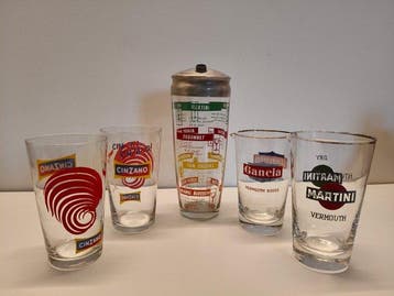 Drinkset (5) - Cinzano, Martini, Gancia - Advertentieset, Antiek en Kunst