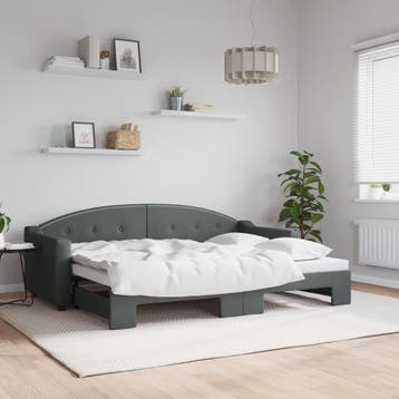 vidaXL Slaapbank met onderschuifbed 80x200 cm stof, Eenpersoons, Verzenden, Nieuw, 80 cm