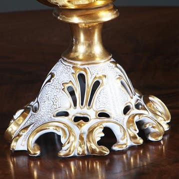 Groot tafel stuk of Piece de Milieu wit porselein met goud b, Ophalen of Verzenden