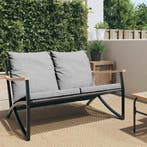 vidaXL Tuinbank met kussens 120 cm staal zwart, Verzenden, Nieuw, Rvs