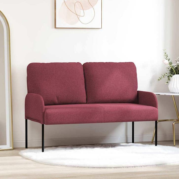 vidaXL Banken met kussen 110cm Wijnrood Multiplex, Huis en Inrichting, Banken | Bankstellen, Nieuw, Minder dan 150 cm, Verzenden