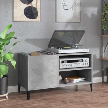 vidaXL Platenkast 84,5x38x48 cm bewerkt hout betongrijs, Verzenden, Nieuw
