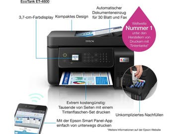 Epson EcoTank ET-4800 - A4 Multifunctionele Wi-Fi-printer -, Verzenden, Zo goed als nieuw, Epson