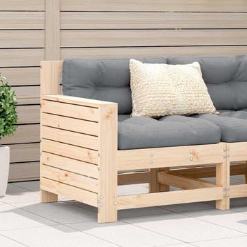 vidaXL Tuinbank met armleuning en kussen massief grenenhout, Verzenden, Nieuw
