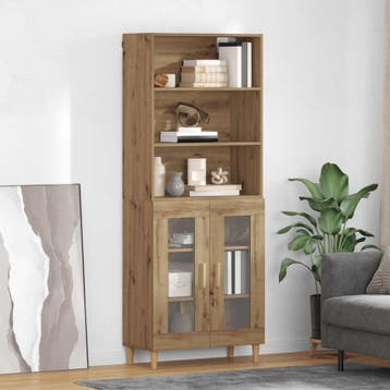 vidaXL buffetkast Artisan Eiken 69,5 x 32,5 x 180 cm Bewerkt, Minder dan 50 cm, Verzenden, Nieuw, Minder dan 100 cm