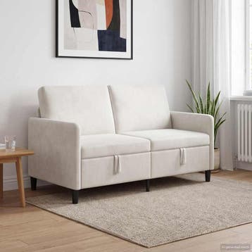 vidaXL Bank met opslag Crèmekleurig 152 x 78 x 87 cm, Huis en Inrichting, Banken | Bankstellen, Verzenden, Nieuw, Kunststof, Minder dan 150 cm