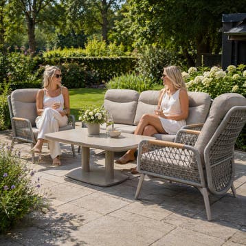 Monza stoel bank dining loungeset 4 delig verstelbaar latte, Ophalen of Verzenden, Nieuw
