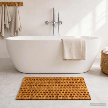 vidaXL Badmatten Naturel 65 x 100 cm Massief Acaciahout, Huis en Inrichting, Verzenden, Nieuw, Bruin