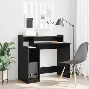 vidaXL Bureau Zwart Eiken 97 x 45 x 90 cm Bewerkt hout, Huis en Inrichting, Verzenden, Nieuw